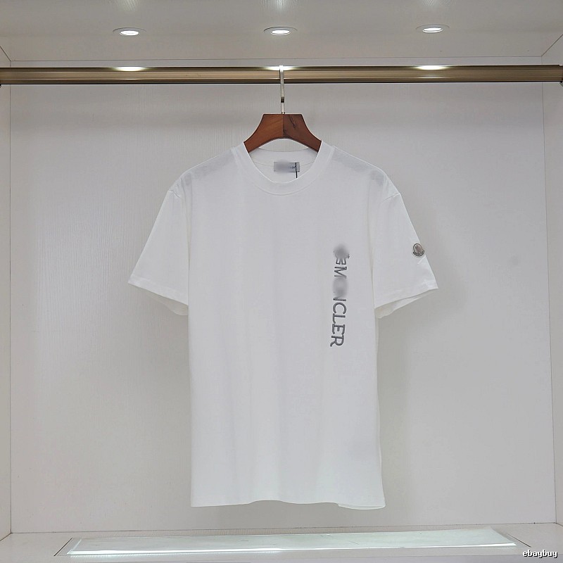 Moncler Letter Print Casual Style White T-Shirt