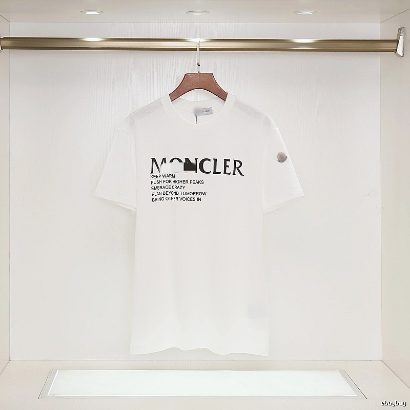 Moncler Letter Print Casual Style White T-Shirt