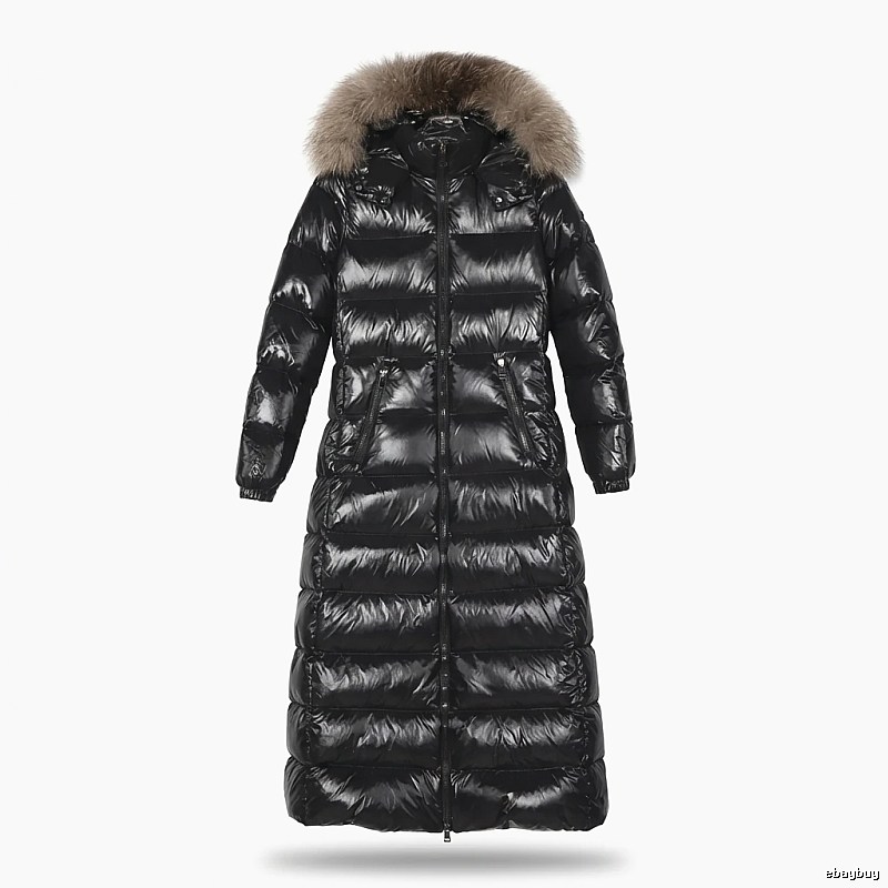 Moncler long shiny black down jacket