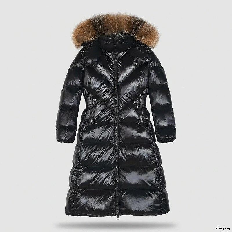 Moncler long stylish black down jacket