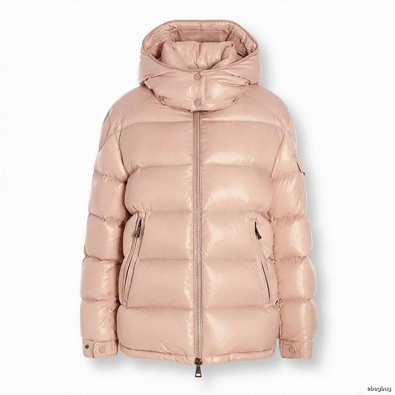 Moncler shiny casual pink down jacket