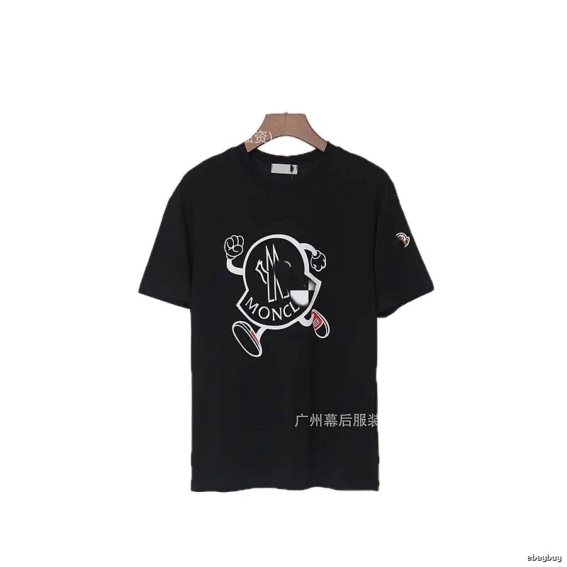 Moncler Trendy Black Cartoon Print Short-sleeved T-shirt