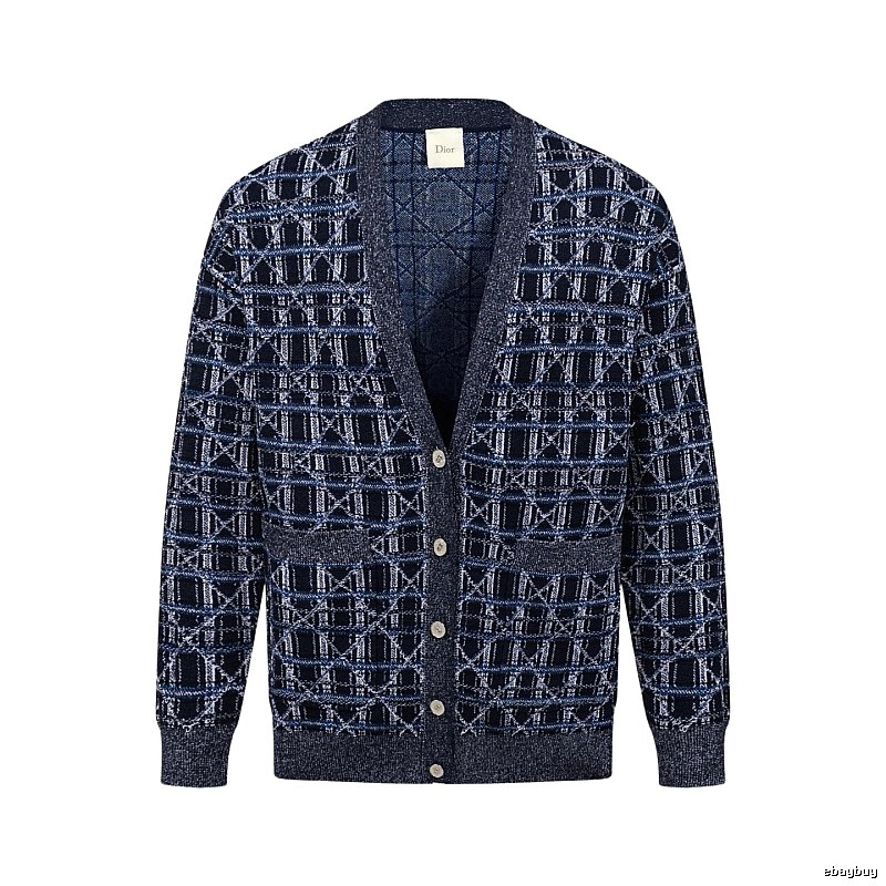 Navy Dior Button-front Cardigan for Layered Winter Looks