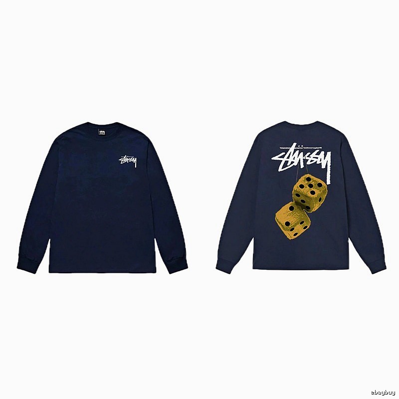 Navy long-sleeved shirt with Stussy dice print