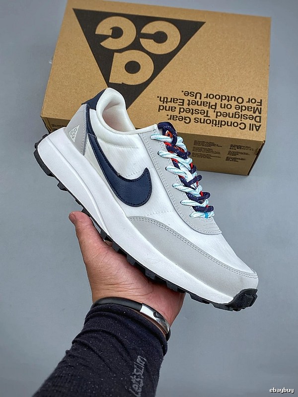 Nike White and Blue Running Shoes, Mixed Panel Finish