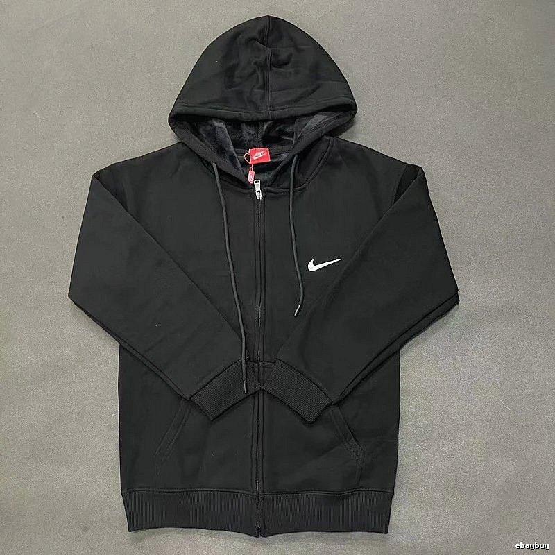 Nike Zip-Front Design Black Zip Hoodie Streetwear Look Swoosh