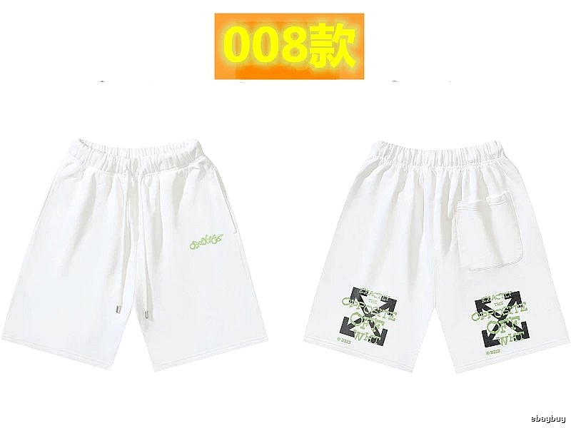 Off-White 008 style white trendy brand shorts
