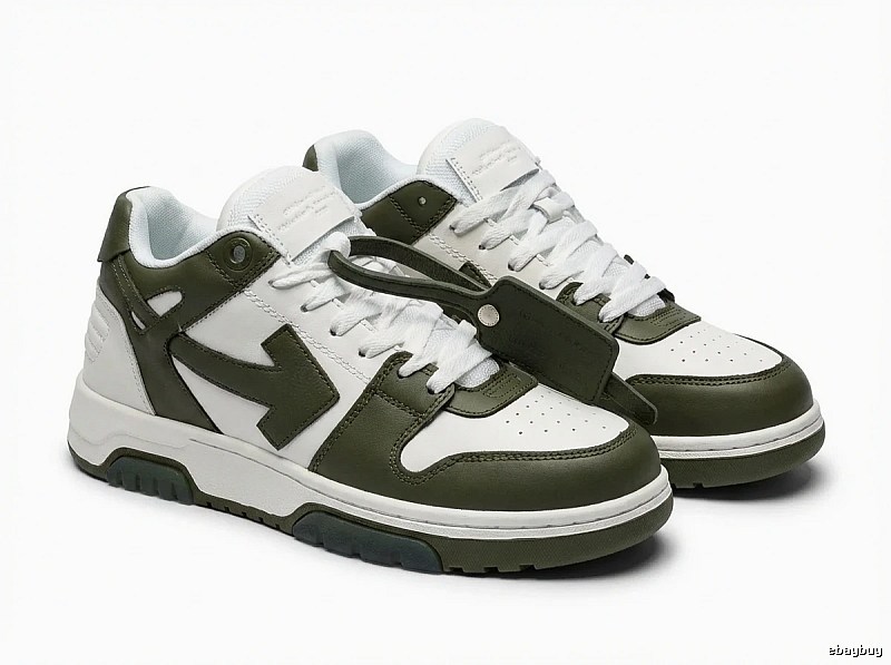 Off-White casual style white and green sports shoes