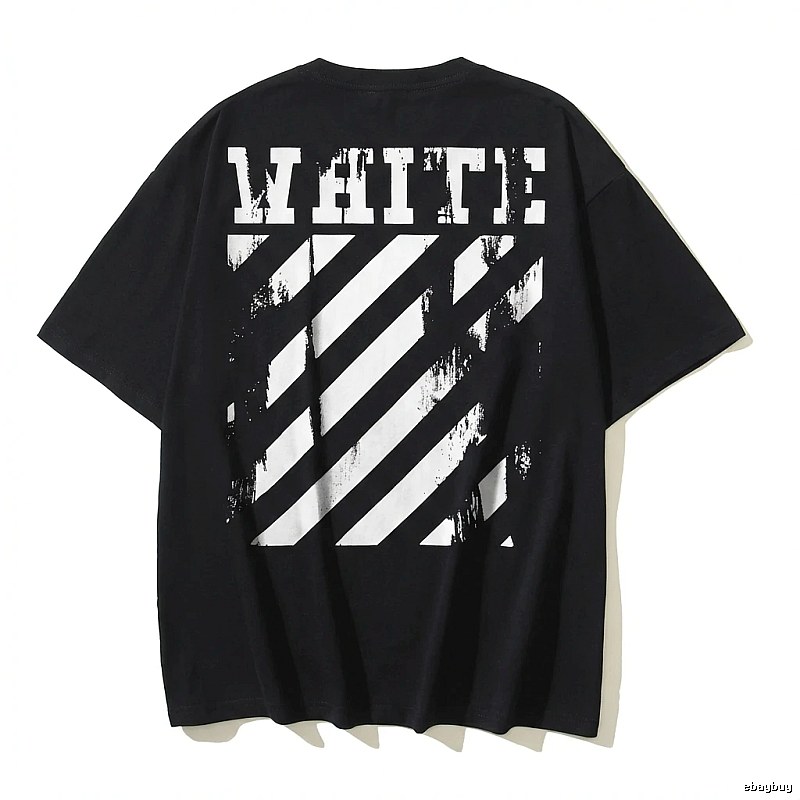 Off-White striped-style black T-shirt