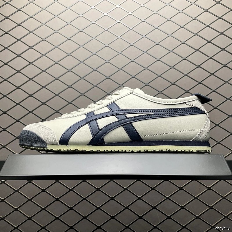 Onitsuka Tiger Low-Top Sneakers, White and Navy and Retro Court Shape