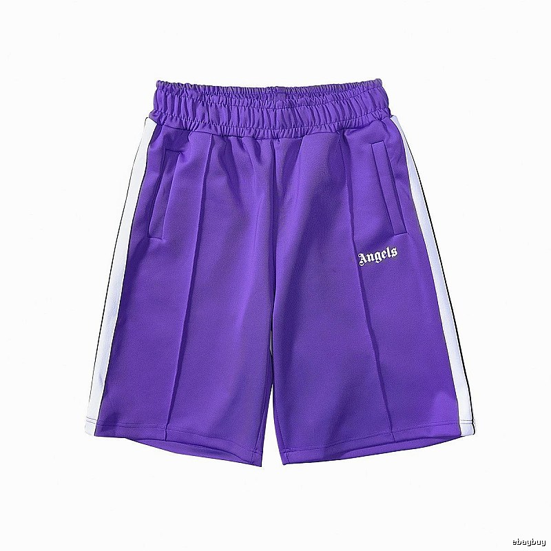 Palm Angels Patterned Track shorts Black Side Stripe with Polished Detail