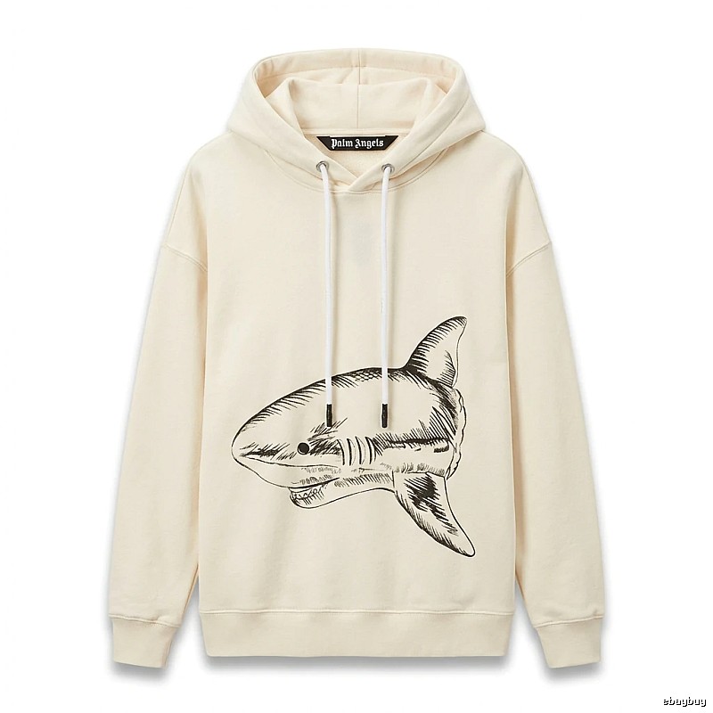 Palm Angels Shark Series Simple Style Beige Hoodie