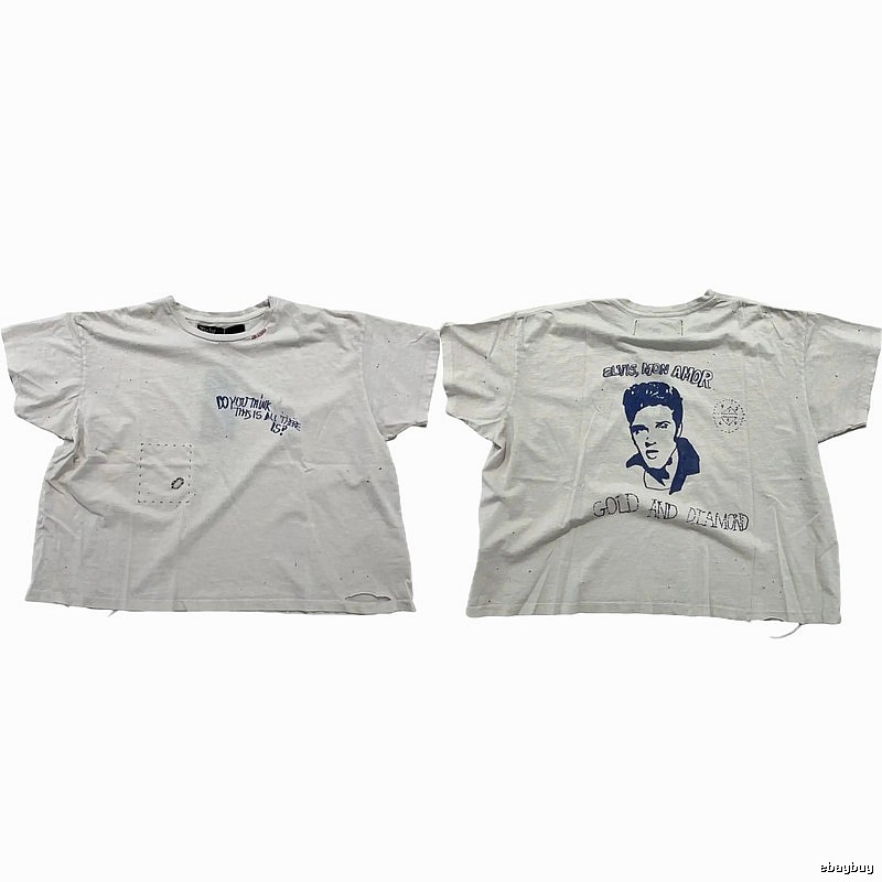 Paly Hollywood Elvis Vintage Distressed White T-Shirt