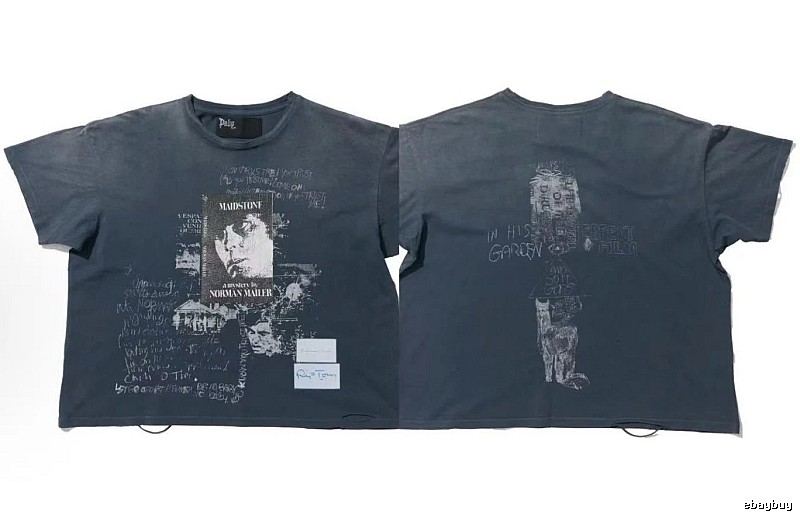 Paly Hollywood Portrait Graffiti Vintage Washed Grey T-shirt
