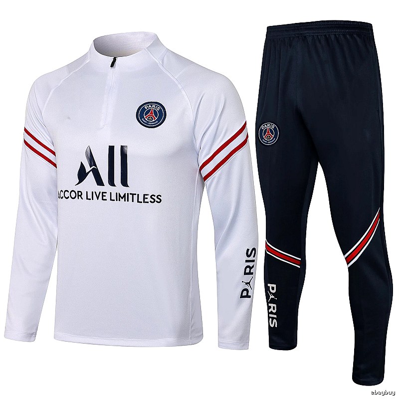 Paris Saint-Germain 2021-22 White Training Tracksuit Set Relaxed Styling