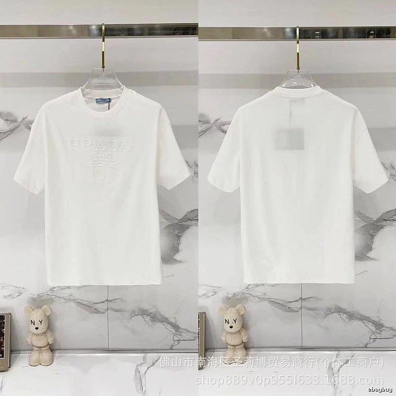 Prada Classic Collection Minimalist Style White Short-sleeved T-shirt