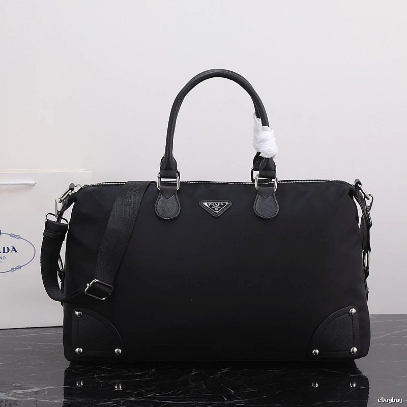 Prada Duffel Bag with Black Nylon Duffel Detail
