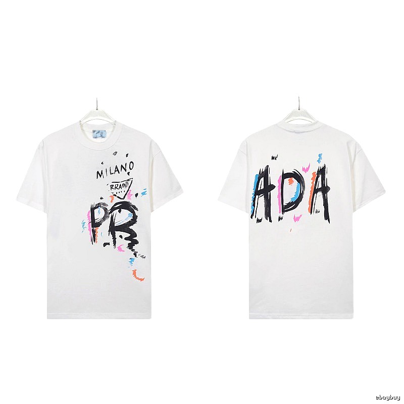 Prada Graffiti Street Style White Short-sleeved T-shirt