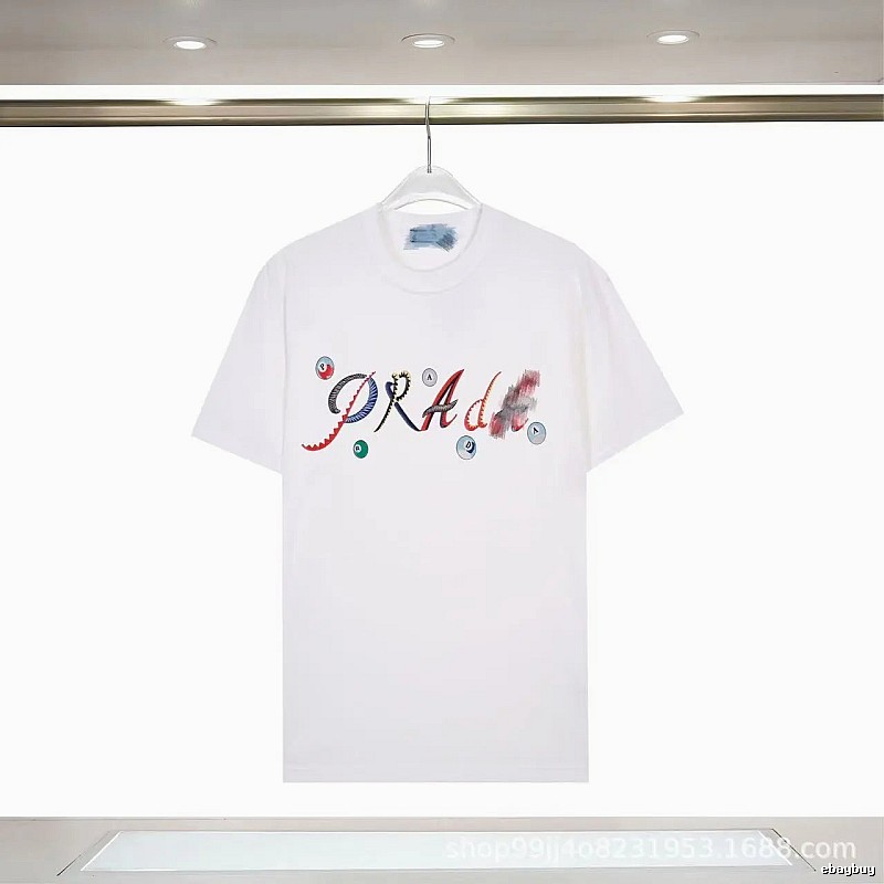 Prada Street Style White Short-sleeve T-shirt with Colorful Print
