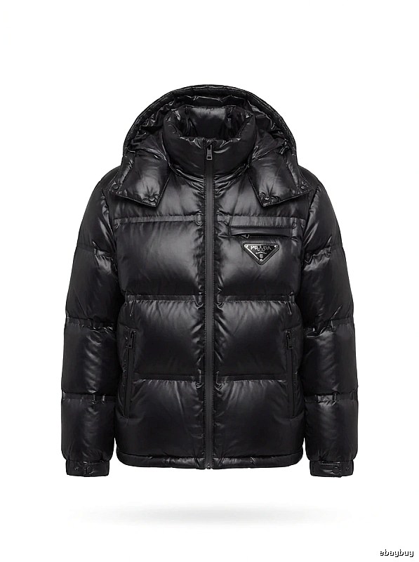 Prada triangle logo black down jacket