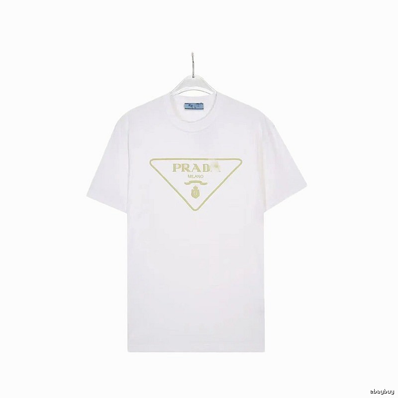 Prada Triangle Logo Casual Style White Short-sleeve T-shirt