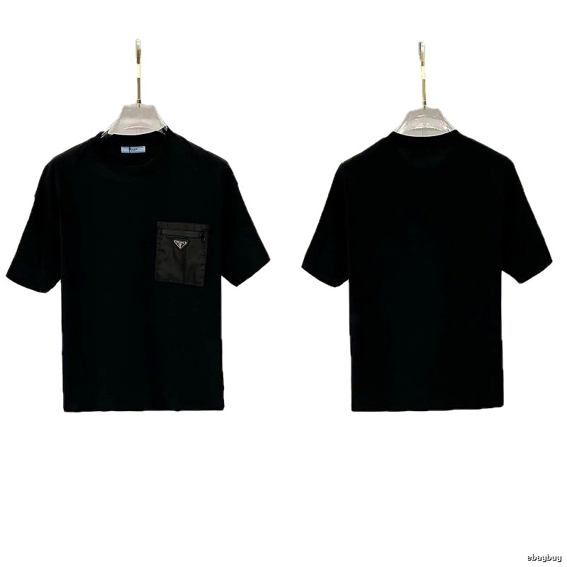 Prada Triangle Logo Minimalist Style Black Short-sleeve T-shirt
