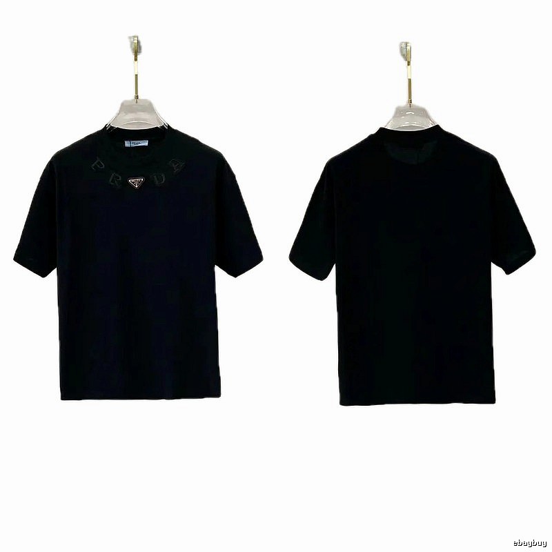 Prada Triangle Logo Minimalist Style Black Short-sleeve T-shirt
