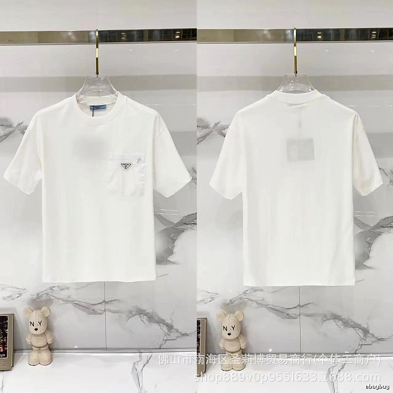 Prada Triangle Logo Minimalist Style White Short-sleeve T-shirt