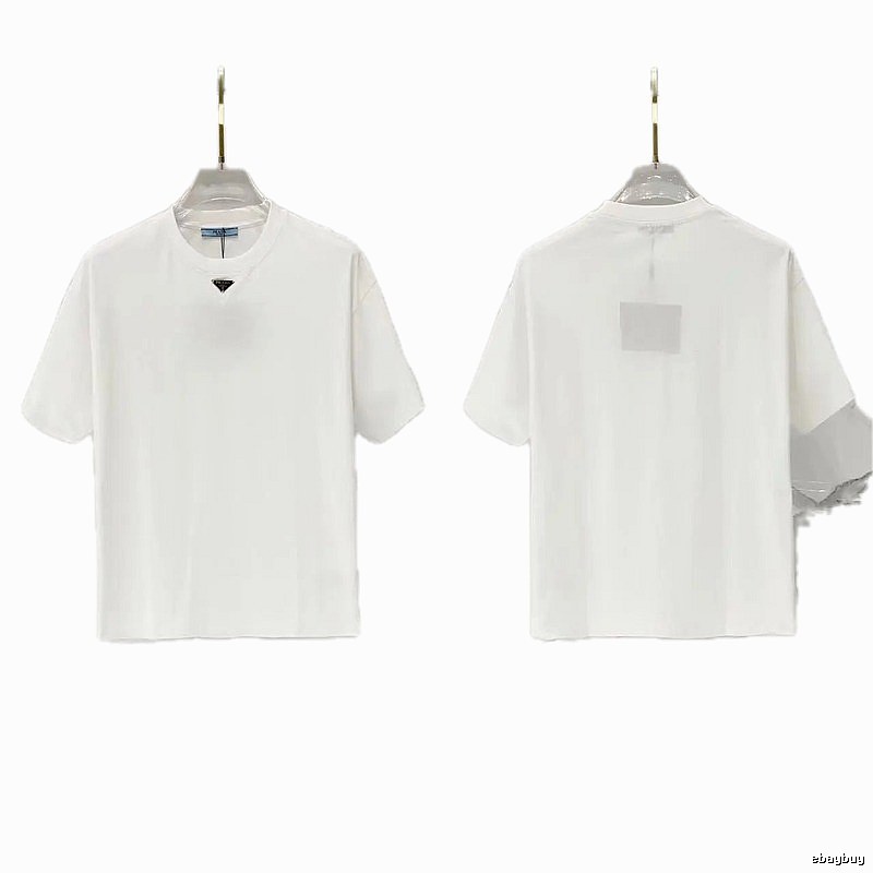 Prada Triangle Logo Minimalist Style White T-Shirt