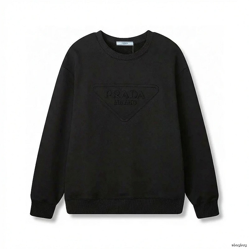 Prada triangular logo simple black sweatshirt