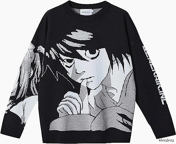 Premium Style Anime graphic sweater Black Knit Top for Minimal Outfits