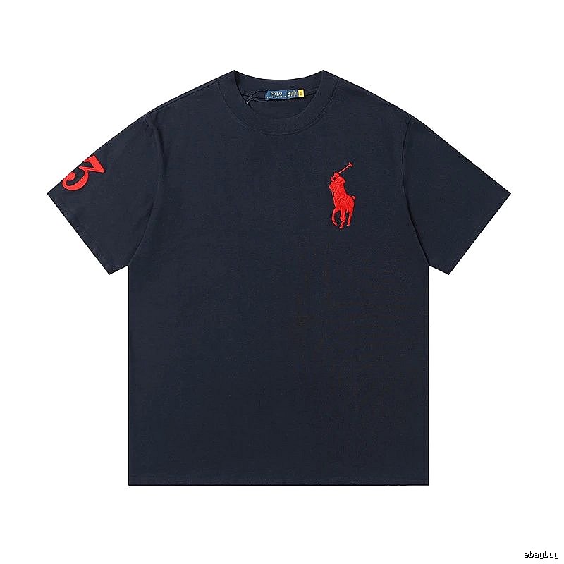 Ralph Lauren classic red embroidered black T-shirt