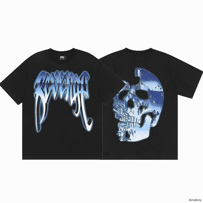 Revenge Black Skull Graphic T-Shirt Sport Casual