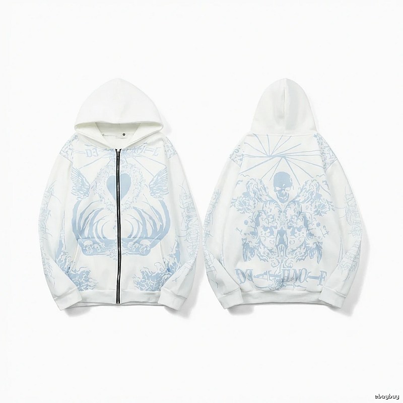 Revenge Skull Print White Hoodie