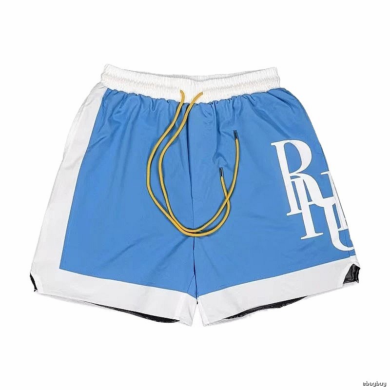 RHUDE Blue and White Contrast Color Sports Shorts