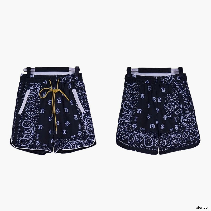 RHUDE retro-style black shorts