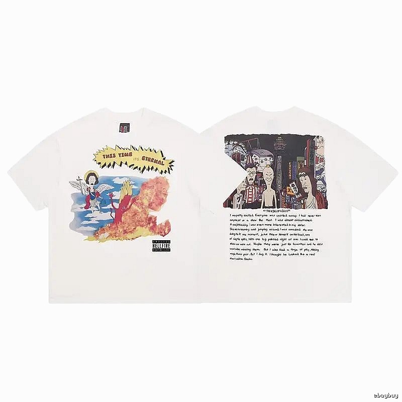 SAINT Comic Print Street Style White T-Shirt