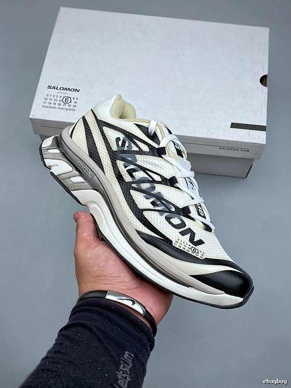 Salomon Trail Runners, White and Black and Quick-Lace Style Cords
