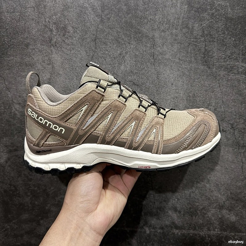 Salomon Trail Sneakers, Tan and Quick-Lace Style Cords