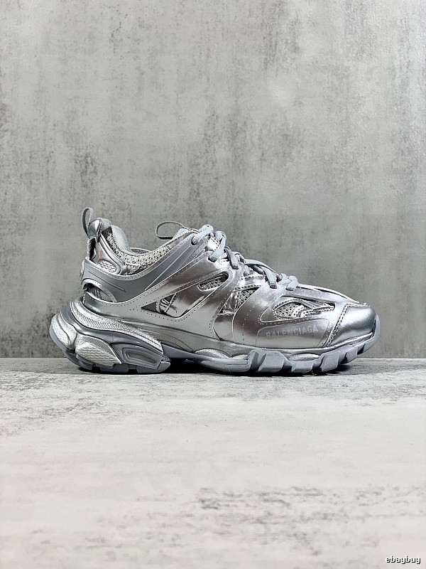Silver Runner Sneaker by Balenciaga with Silver Layered Runner Side Profile