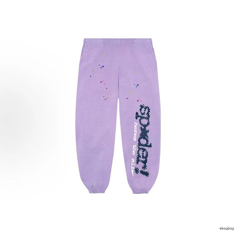 Sp5der Casual Logo Sweatpants - large vertical wordmark and cuffed silhouette