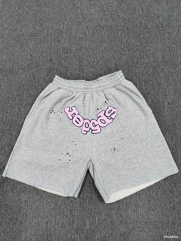 Sp5der Printed Street Style Grey Shorts