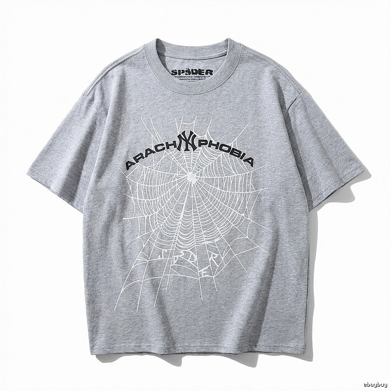 Sp5der Spider Web Trendy Grey T-shirt