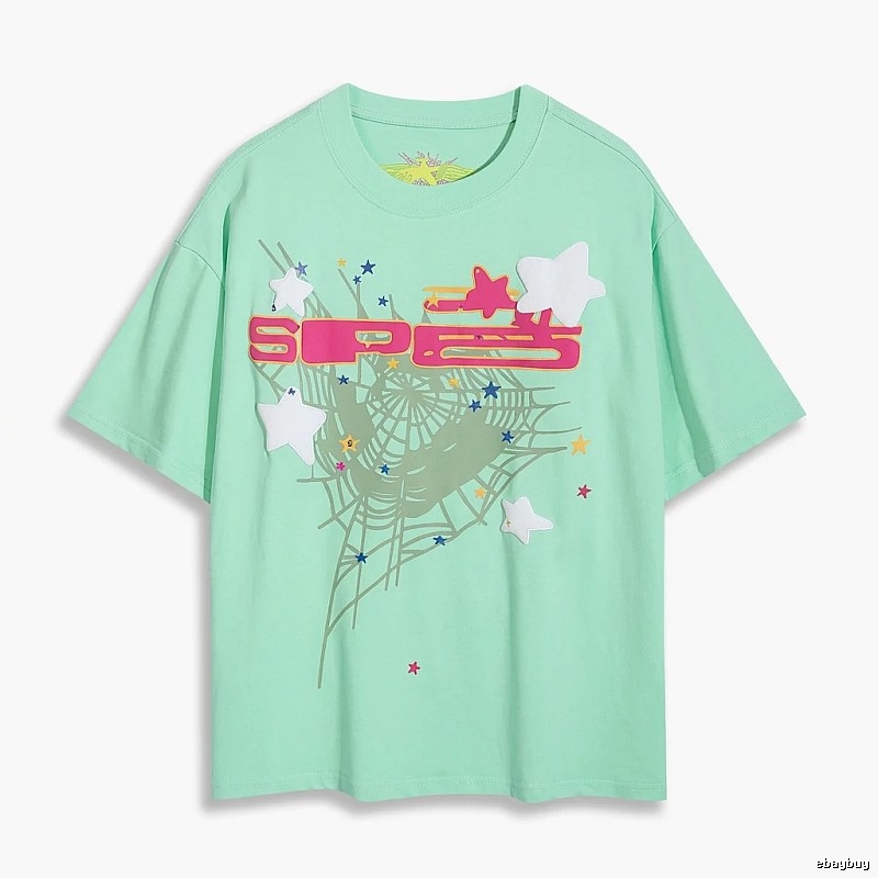 Sp5der star - printed light green T - shirt