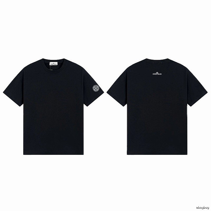 Stone Island Badge Techwear Style Black Short Sleeve T-Shirt