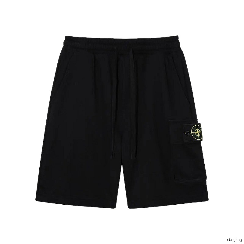 Stone Island Compass Logo Workwear Style Black Shorts