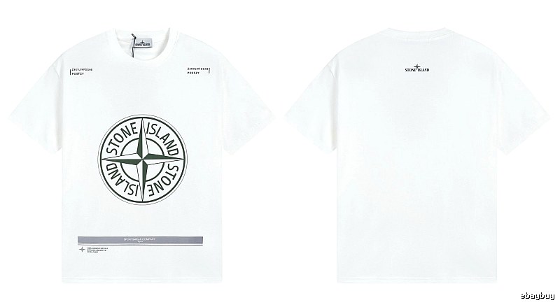 Stone Island Compass Print Casual Style White Short-sleeve T-shirt
