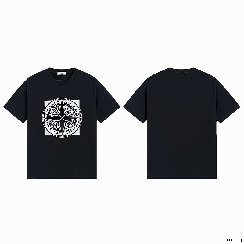 Stone Island Compass Print Street Style Black T-Shirt