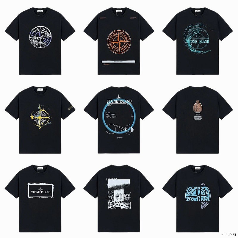 Stone Island Compass Print Street Style Black T-Shirt