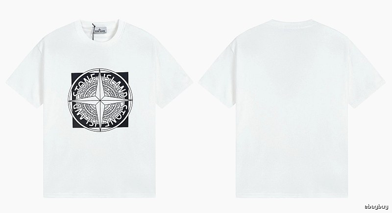 Stone Island Compass Print Street Style White T-Shirt